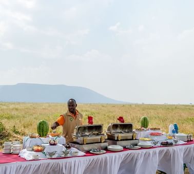 A Bush breakfast buffet at Serengeti Serena Safari Lodge