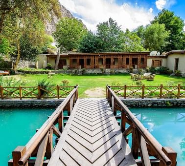 The deck to the hotel Gazebo at Shigar Fort Residence