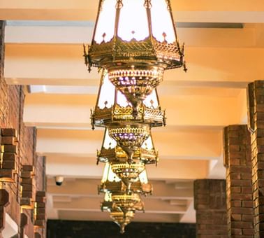 Ceiling lamps in the hotel at Faisalabad Serena Hotel