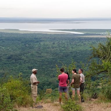 Group of people on a Nature walk near lake Manyara Serena Lodge