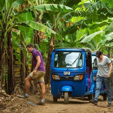 People on a Tuk Tuk village ride near Lake Manyara Serena Lodge